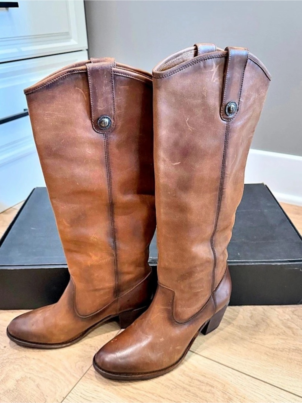 Frye Jackie Button Tall Boots Brown US 9 M